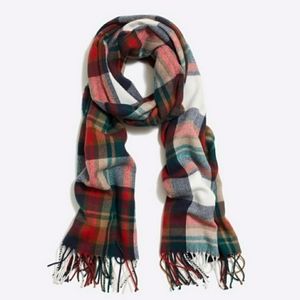 J.Crew Plaid Scarf - White Juniper Plaid
